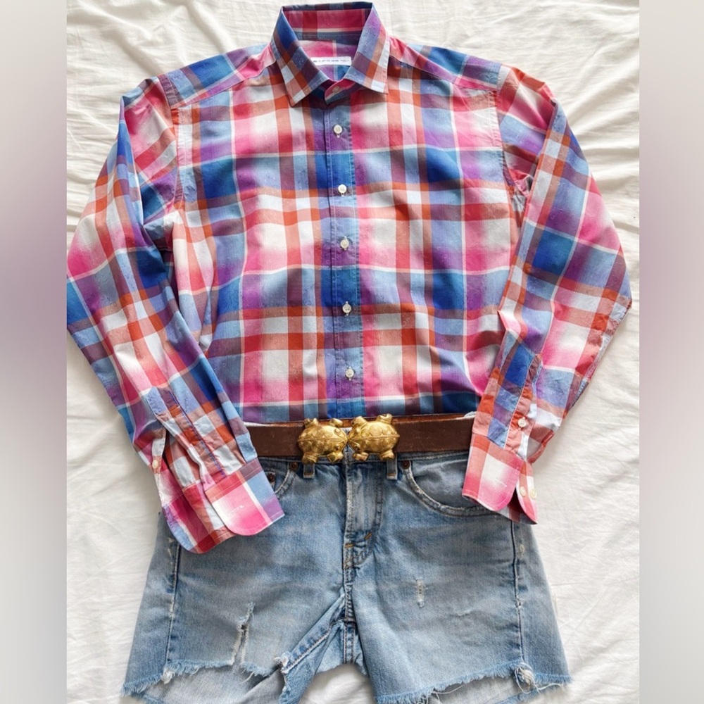 Etro Vibrant Plaid Button Down Shirt